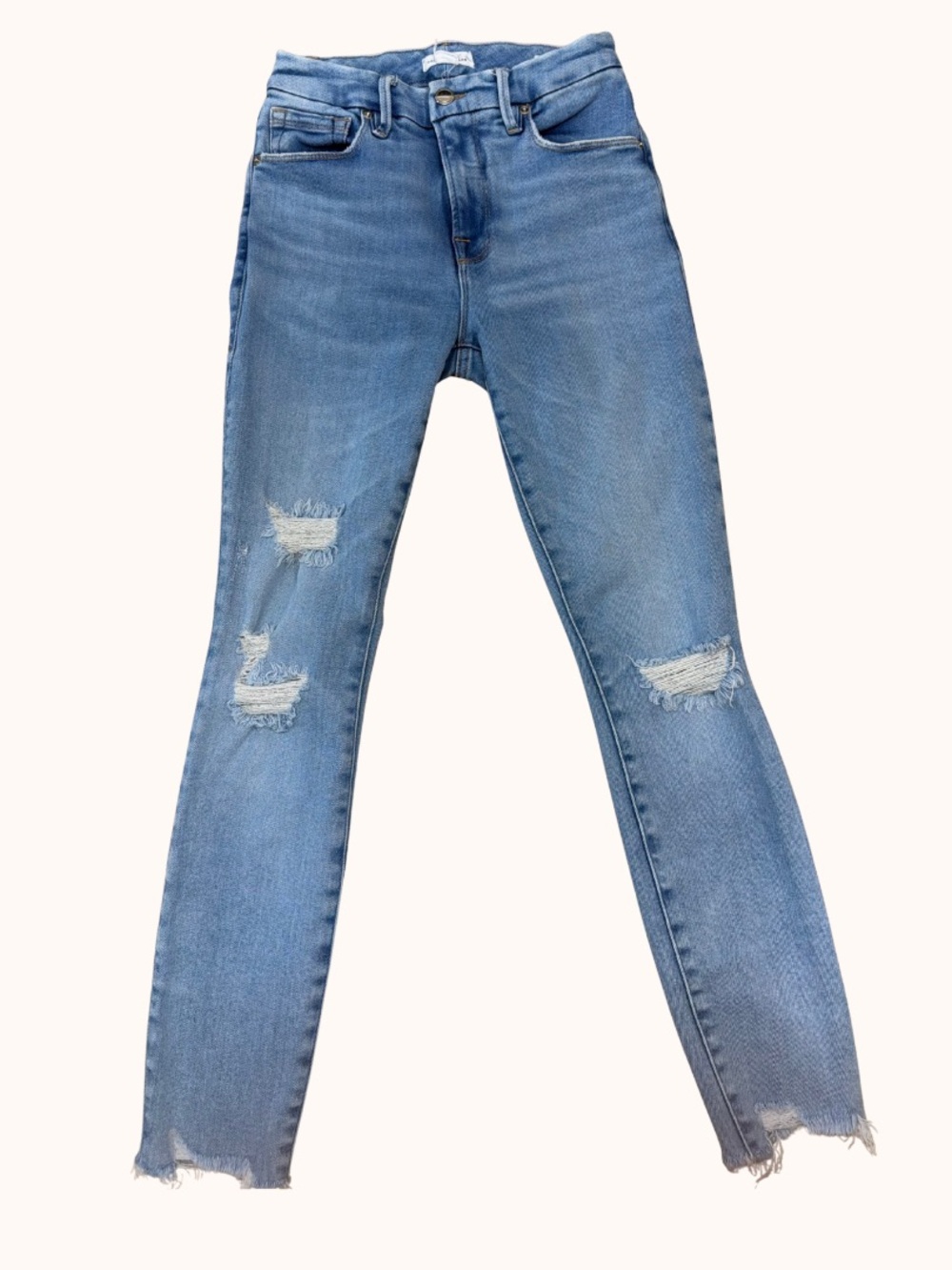 Good American Light Blue Ripped Skinny Jeans